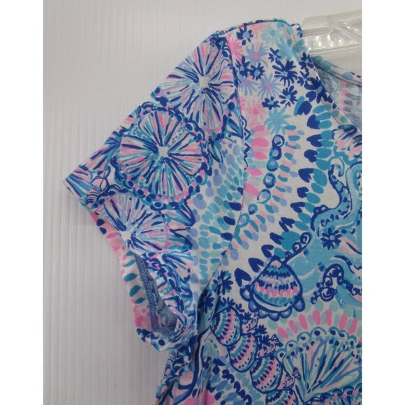 Lilly Pulitzer Dress Medium Babydoll Mini Tiered Seashell Nautical - Picture 3 of 11